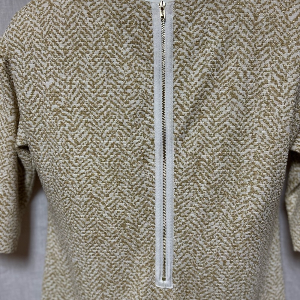 Cruise metallic gold white vintage Patterned Dress size 10 cruise holiday nice - Picture 7 of 10